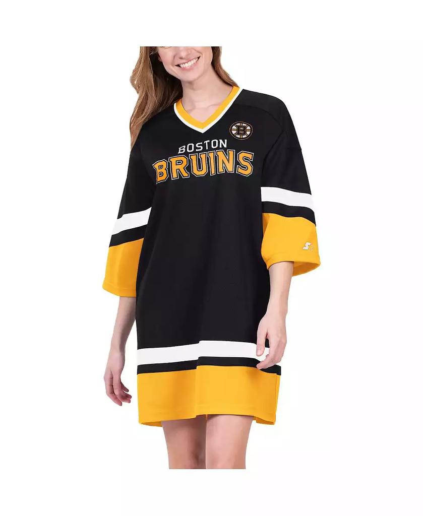 Starter Women's Boston Bruins Hurry-Up Offense Boxy V-Neck Half-Sleeve Sneaker Dress