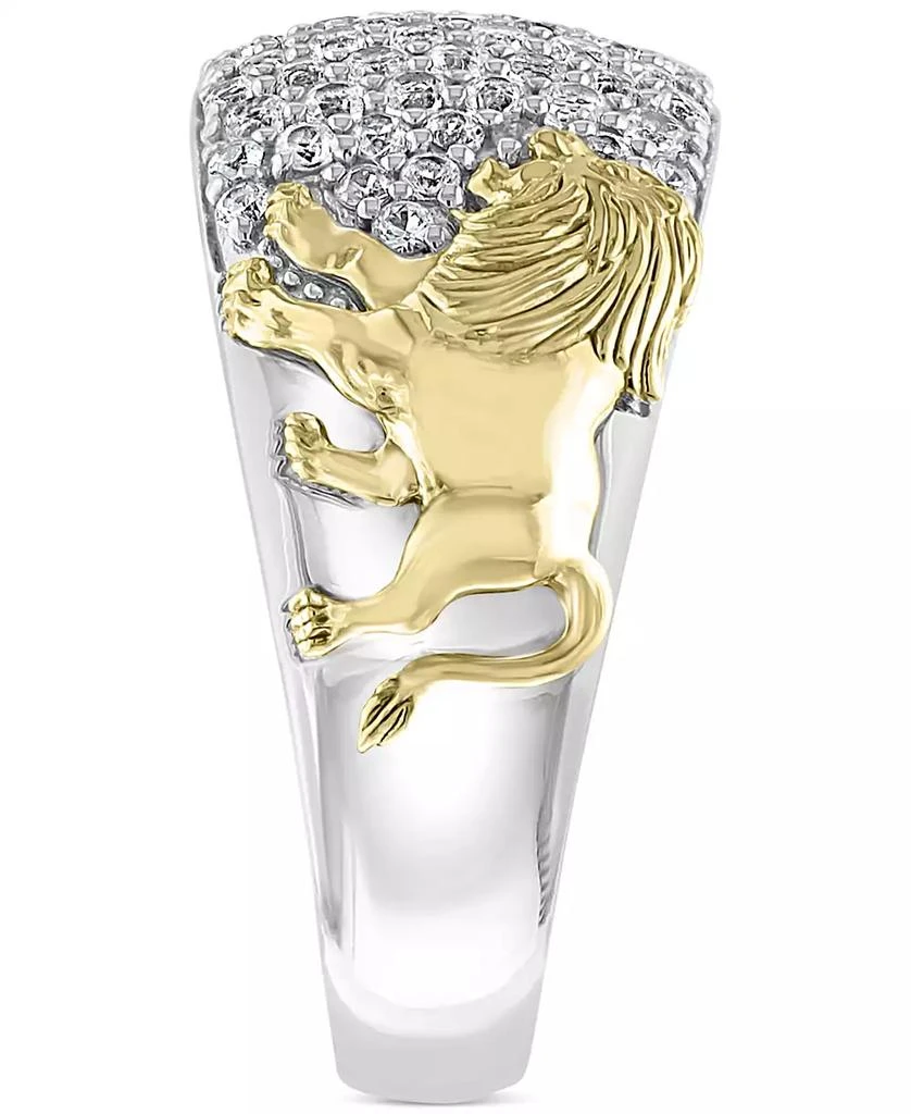 EFFY Collection EFFY® Men's White Sapphire Lion Ring (1-3/8 ct. t.w.) in Sterling Silver & 14k Gold-Plate 3