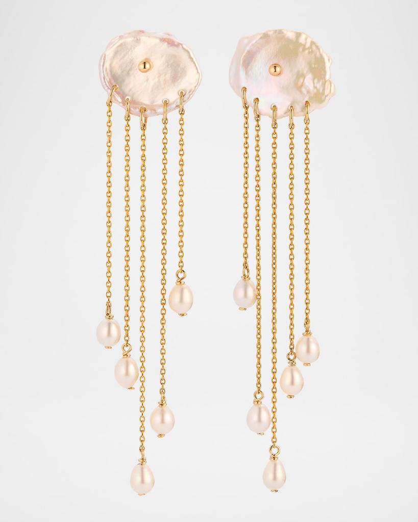 POPPY FINCH 14K Yellow Gold Petal Pearl Dangle Earrings