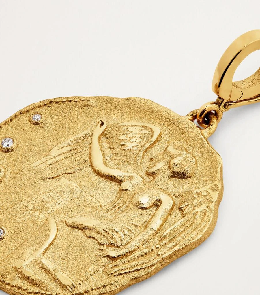 Azlee Large Yellow Gold and Diamond Goddess of Victory Coin Charm 5