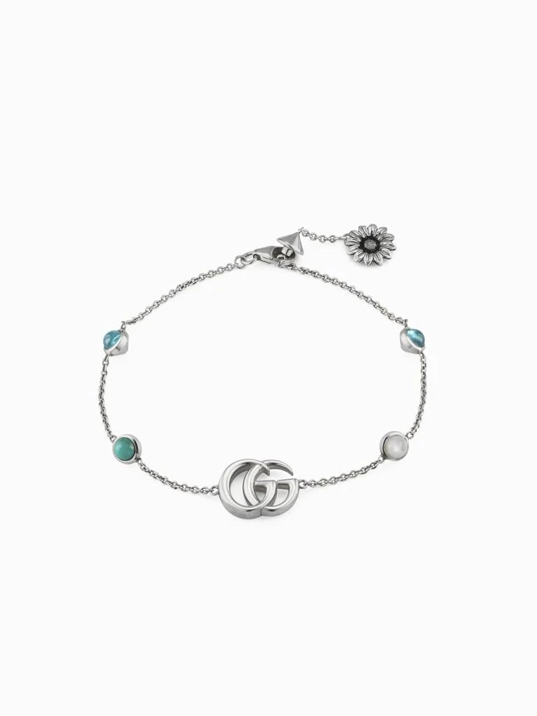 GUCCI Gucci GG Marmont bracelet in silver with blue monogram and mother-of-pearl 1