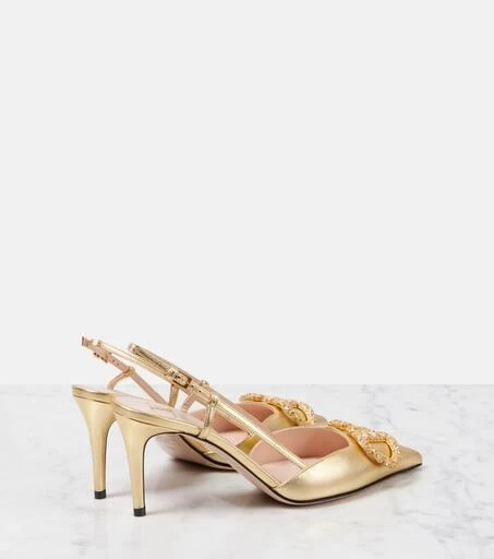 Valentino VLogo Signature metallic leather pumps 2