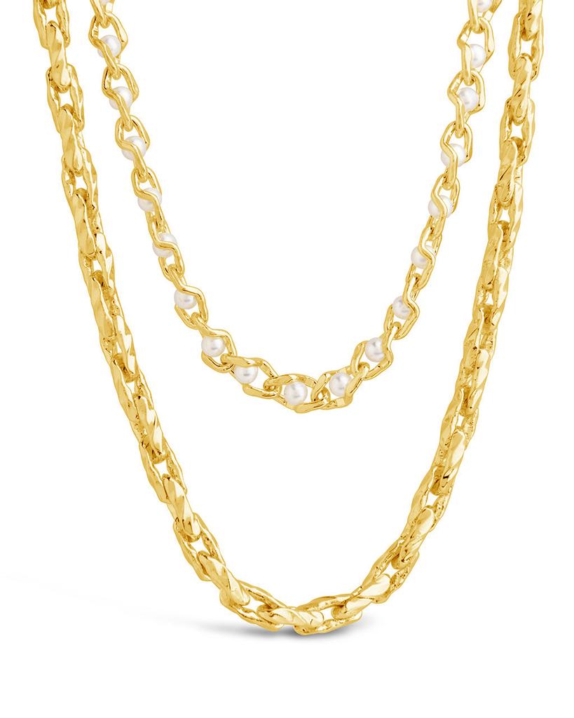 Sterling Forever Amedea Pearl & Chain Layered Necklace