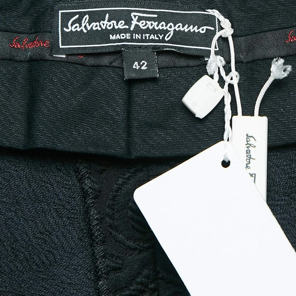 Salvatore Ferragamo Salvatore Ferragamo Black Floral Jacquard Lace-Up Trousers M 5