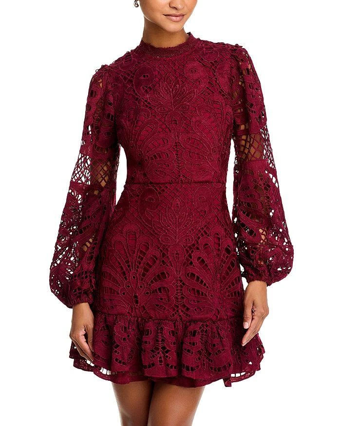 AQUA Long Sleeve Lace Dress - Exclusive 7