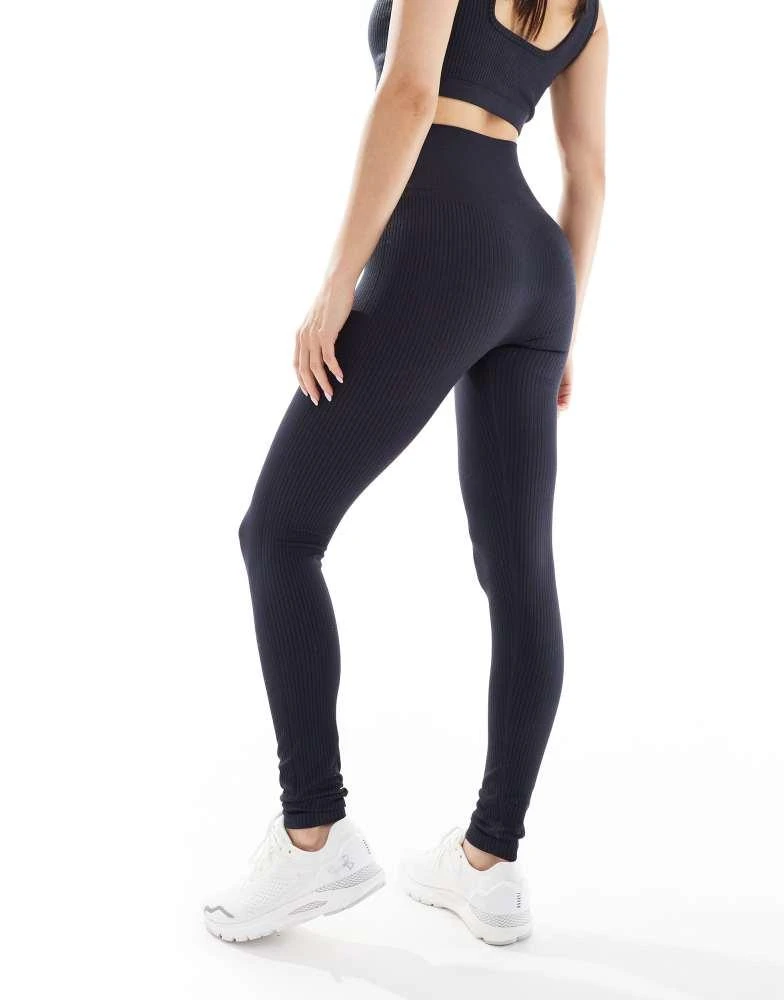 ASOS ASOS 4505 Icon seamless rib gym legging in navy 4