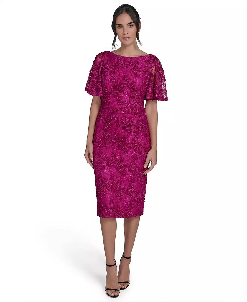 Jessica Howard Women's Lace Flutter-Sleeve Sheath Dress