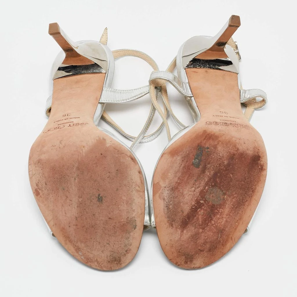 Jimmy Choo Jimmy Choo Silver Mirror Leather Paxton Cross Strap Sandals Size 36 6