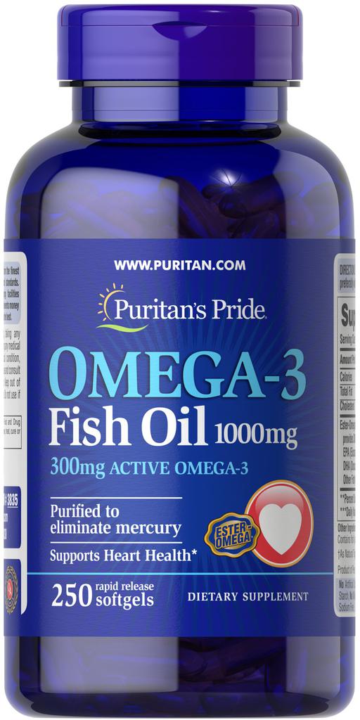 Puritan's Pride Omega-3 Fish Oil 1000 mg  250 Softgels