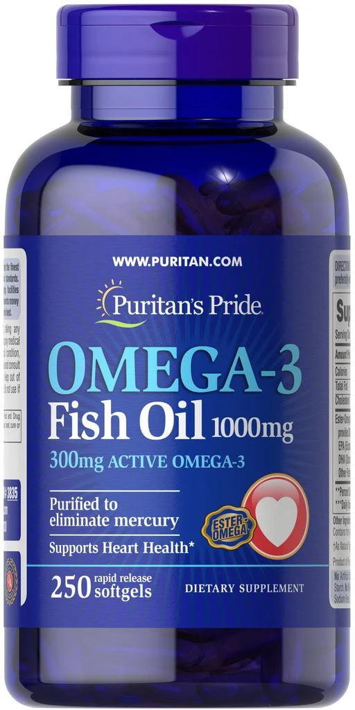 Puritan's Pride Omega-3 Fish Oil 1000 mg  250 Softgels 1