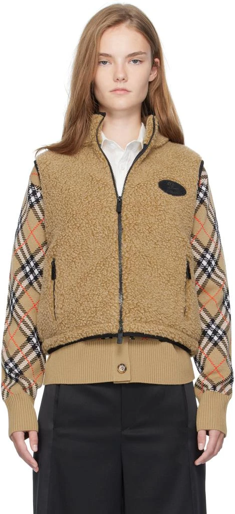 Burberry Beige Cropped Fleece Vest 1