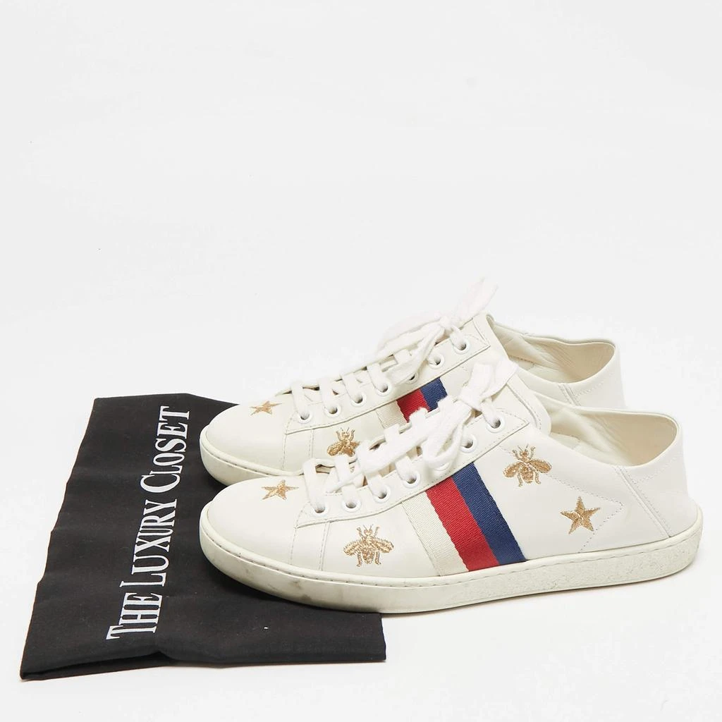 Gucci Gucci White Leather Star and Bee Embroidered Ace Sneakers Size 36 9