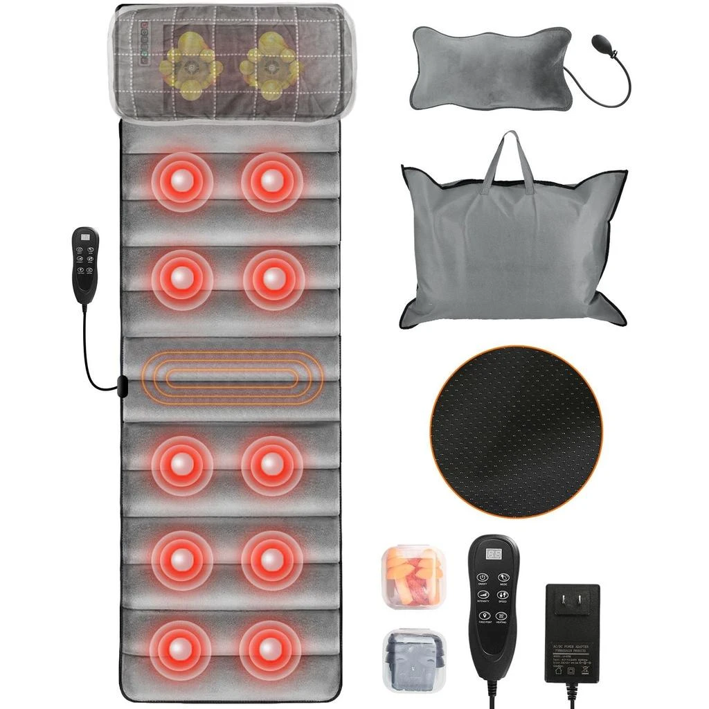 PROXXI Full Body Electric Massage Mat with Heat Vibration Massage Pad Cushion Back Massage Mattress Chair Pad with Neck Massage Pillow with 10 Vibration Motors Timer 3