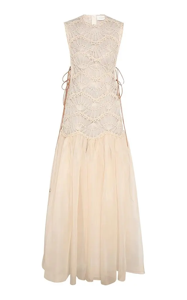 Zimmermann Zimmermann - Illuminate Macrame Silk Maxi Dress - Off-White - 2 - Moda Operandi 1