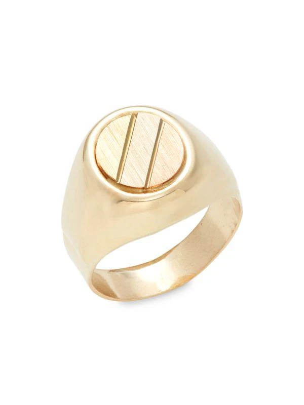 Saks Fifth Avenue 14K Yellow Gold Round Signet Ring 1