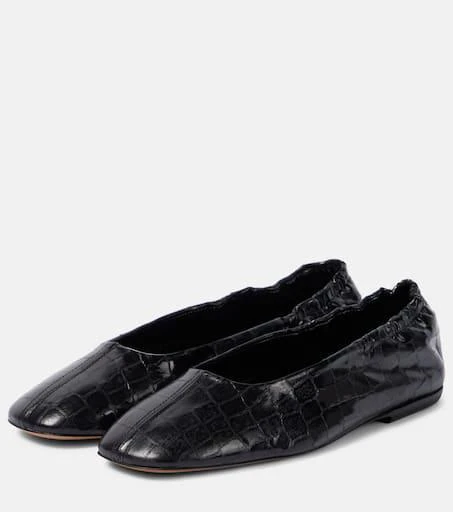 Dries Van Noten Croc-effect leather ballet flats 4