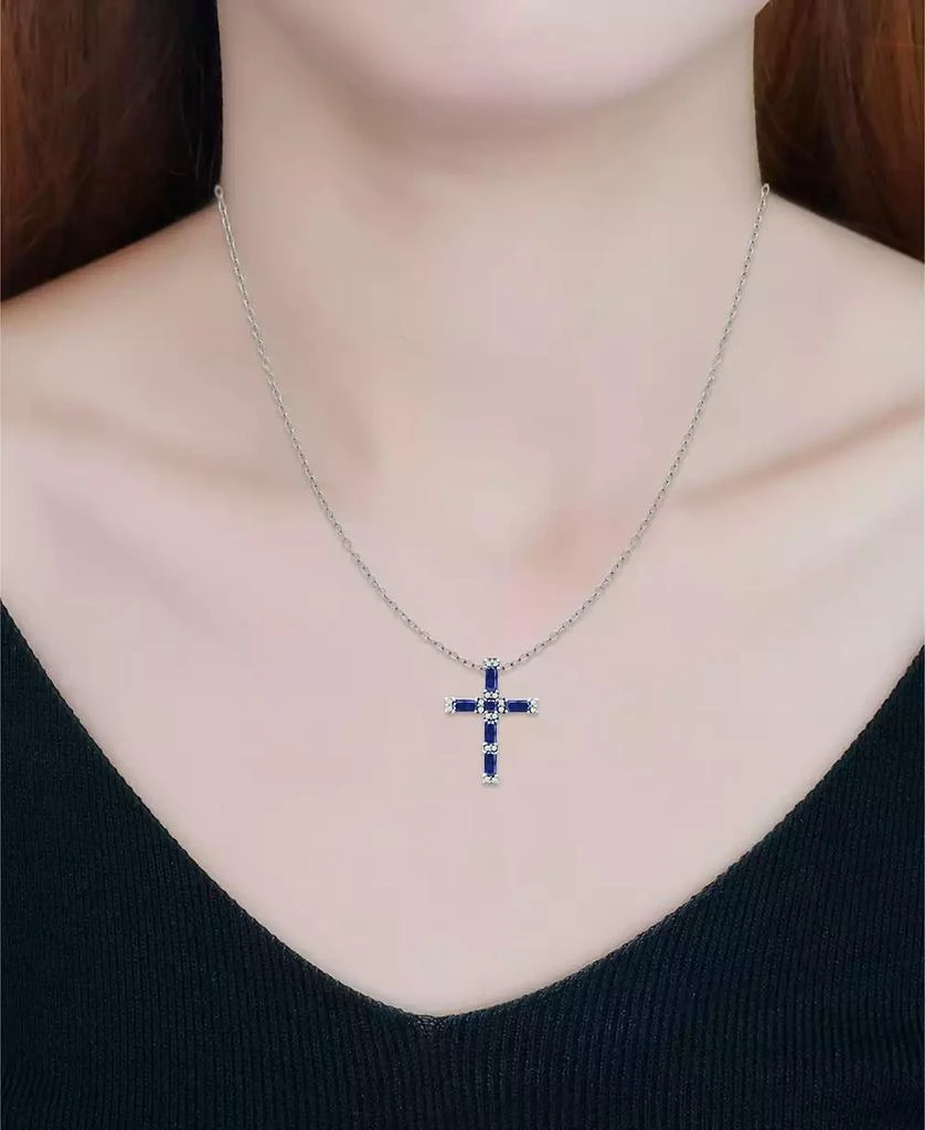 Giani Bernini Simulated Blue Sapphire and Cubic Zirconia Cross Pendant 4