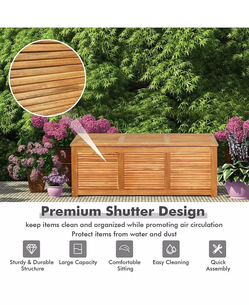 GOUUN 47 Gallon Acacia Wood Storage Bench Box for Patio Garden Deck 7