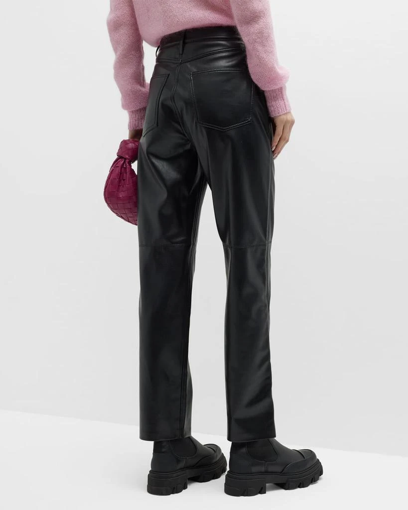 Nanushka Vinni Mid-Rise Straight Leather Ankle Pants 5