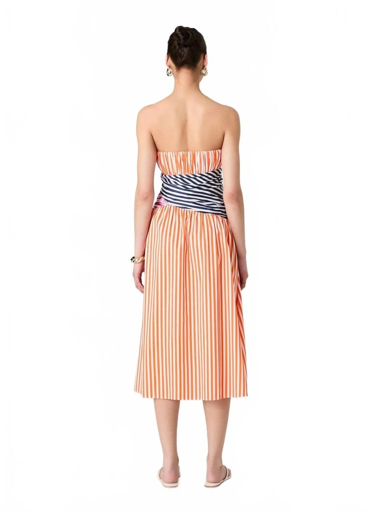 French Connection Alexis Stripe Midi Dress In Orange/marine/pink Stripe -  Dresses & Skirts - BeyondStyle
