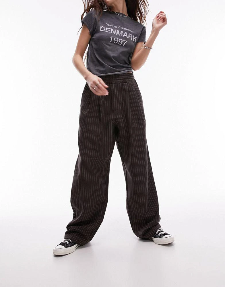Topshop Topshop pinstripe smart jogger in chocolate 1