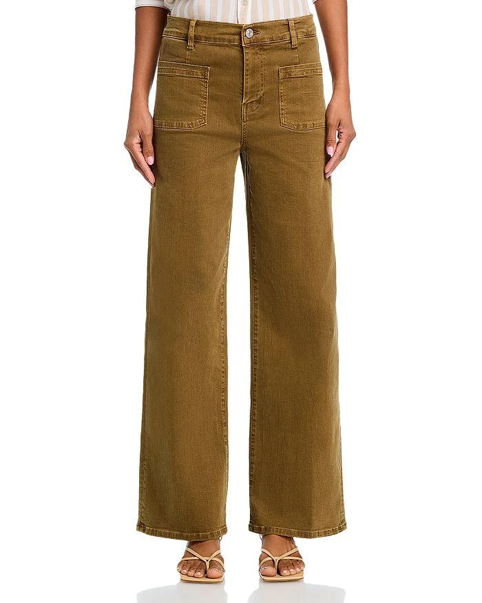FRAME Le Slim High Rise Palazzo Jeans in Khaki Green 7
