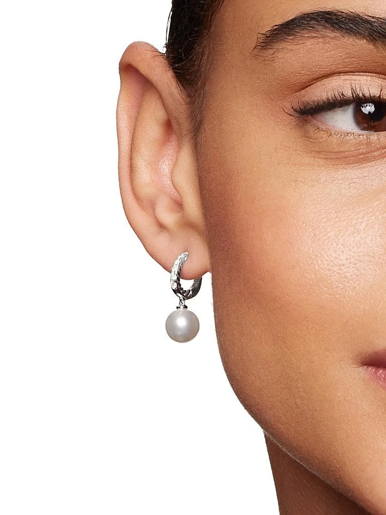 David Yurman Pearl and Pavé Drop Earrings in Sterling Silver with Pearls and Diamonds, 15.6mm 2