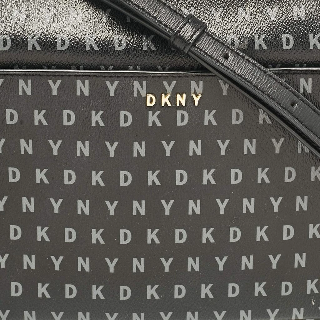 DKNY DKNY Black/Grey Monogram Coated Fabric Ava Zip Crossbody Bag 5