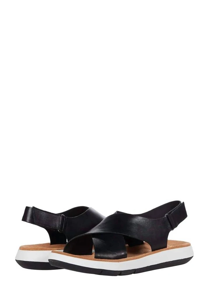 Clarks Women's Jemsa Cross Slide Sandal In Black Leather 1
