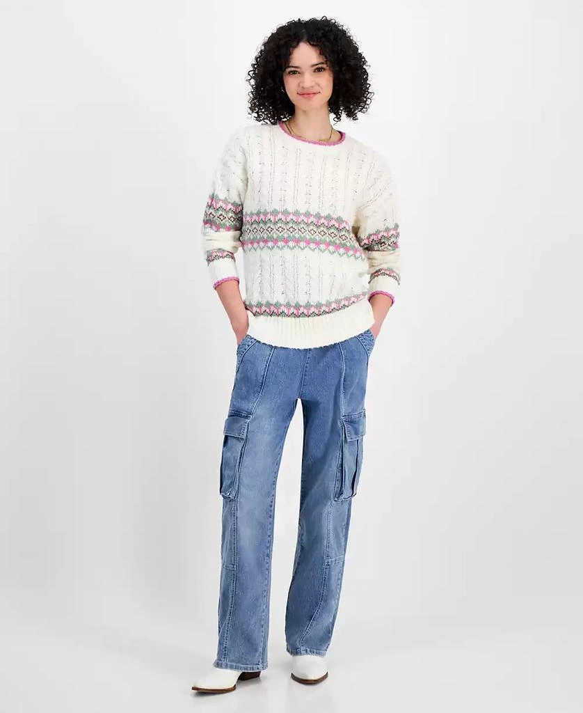 Sugar Moon Juniors' Cable-Knit Fair Isle Sweater 2