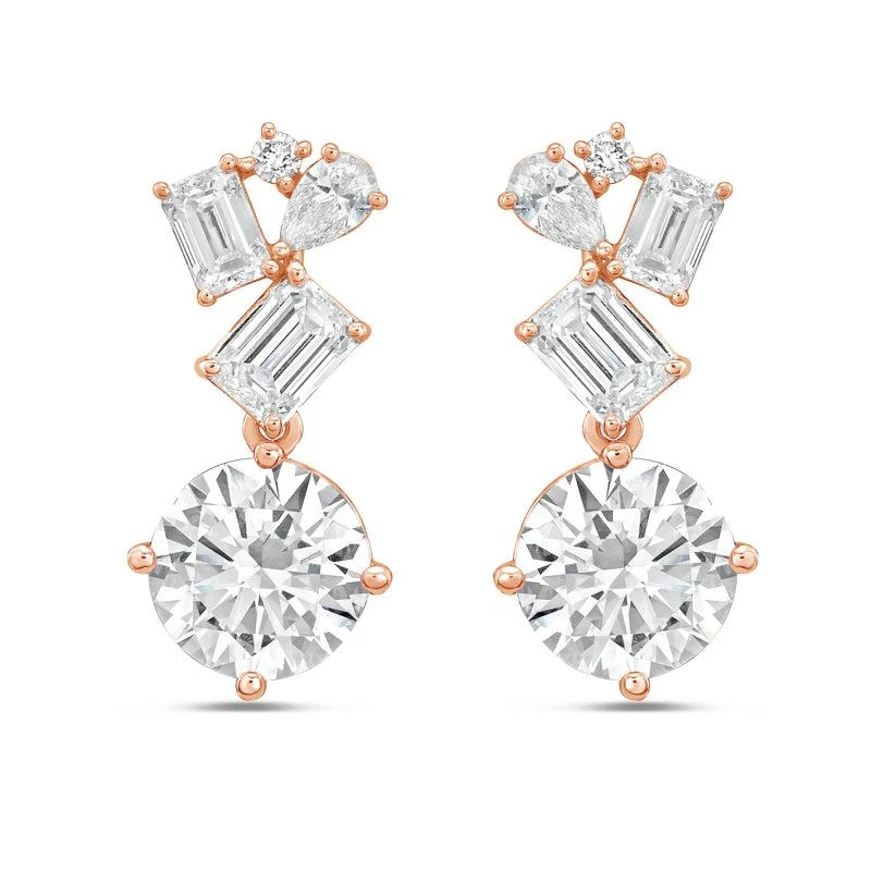 Diana M Jewels 14KT ROSE GOLD LAB GROWN DIAMOND FASHION EARRINGS WEIGHING 8.00 CTS TW