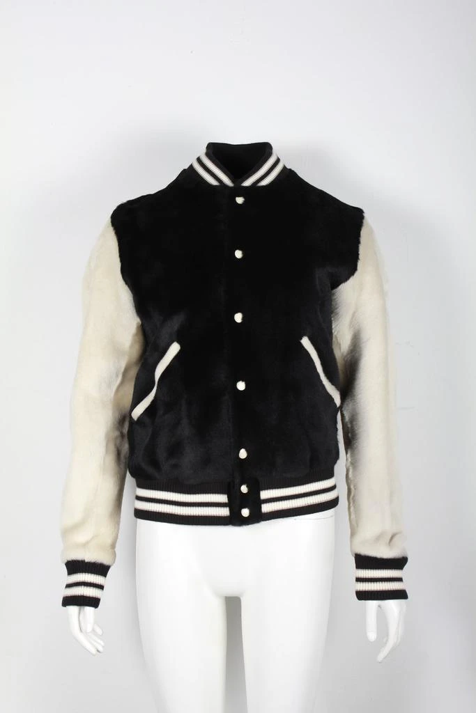 Yves Saint Laurent Classic Letterman Jacket in Black Virgin Wool 6