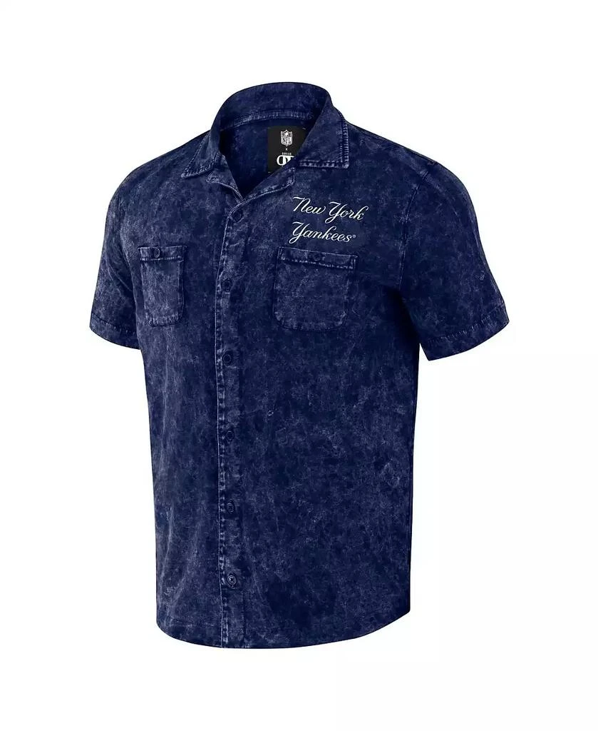 Fanatics Men's Darius Rucker Collection by Navy Distressed New York Yankees Denim Team Color Button-Up Shirt 2