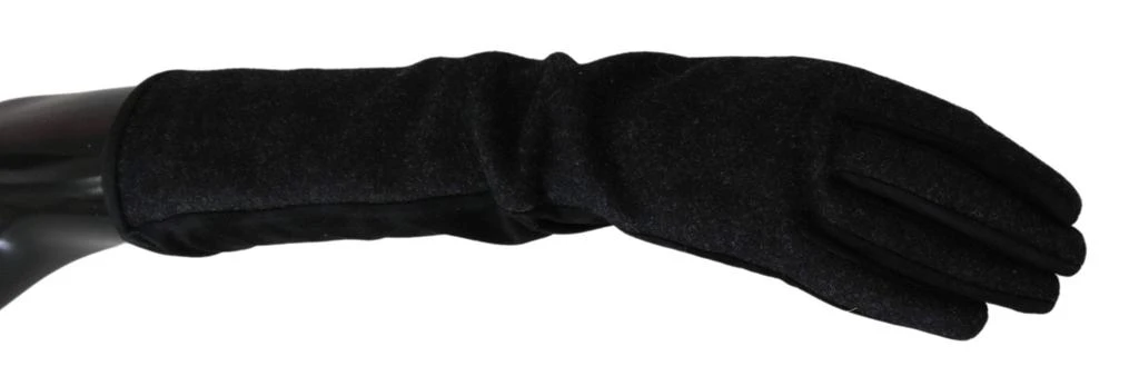 Dolce & Gabbana Dolce & Gabbana Black Gray Mid Arm Length Mittens Wool  Gloves 3