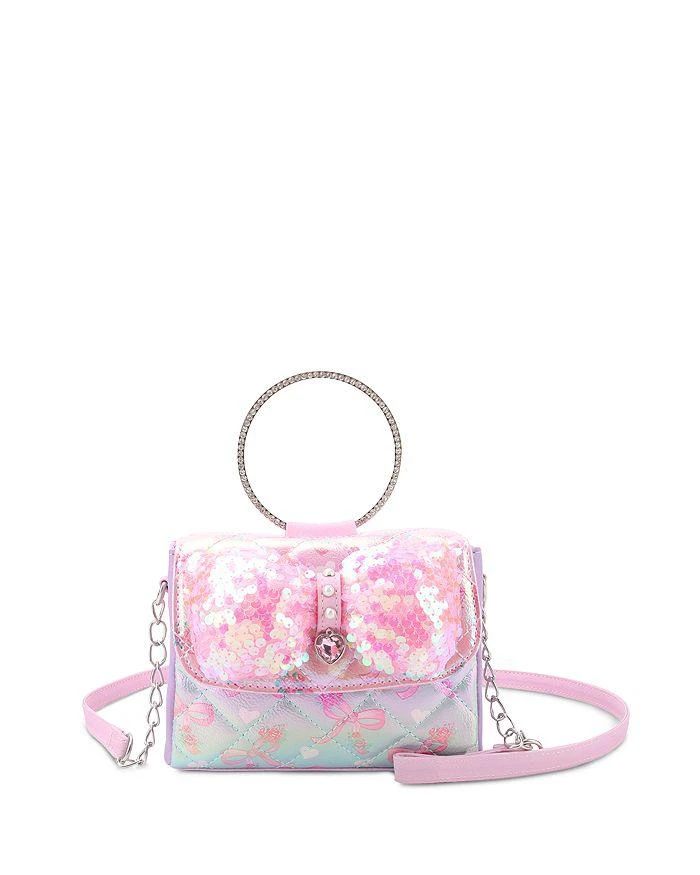 OMG! Accessories Girls
 Sequin Bow Ring Top Handle Crossbody Bag