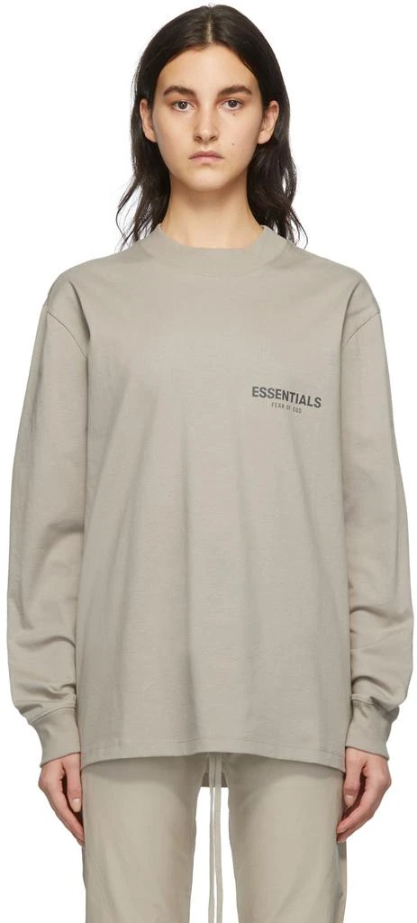 Essentials Tan Logo Long Sleeve T-Shirt 1