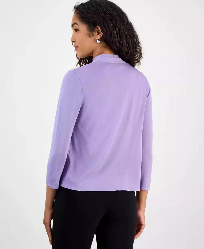 Kasper Women's Solid Soft-Edge A-Line Cardigan Sweater 3