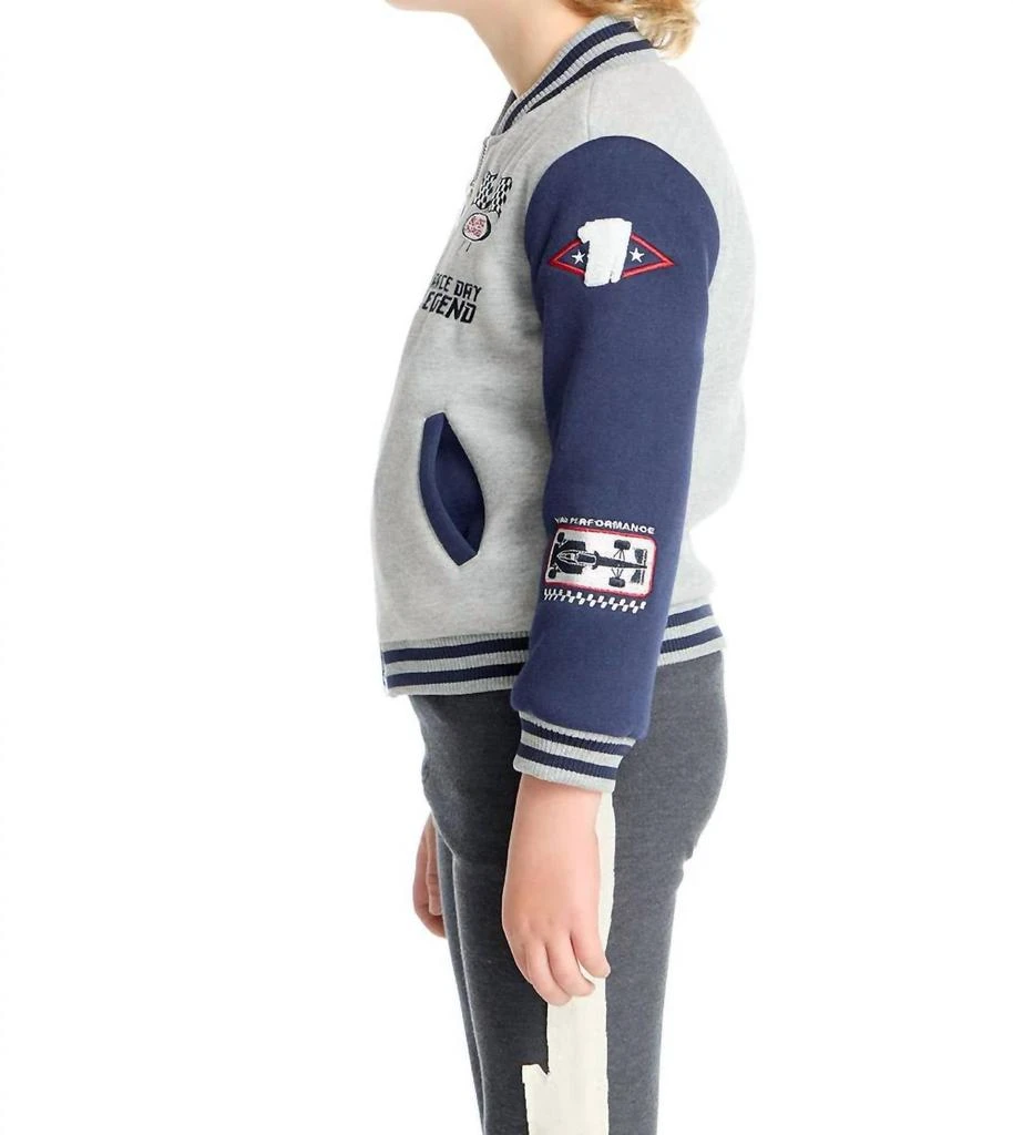 Chaser Boys Allan Bomber Jacket In Navy / Heather Grey 3