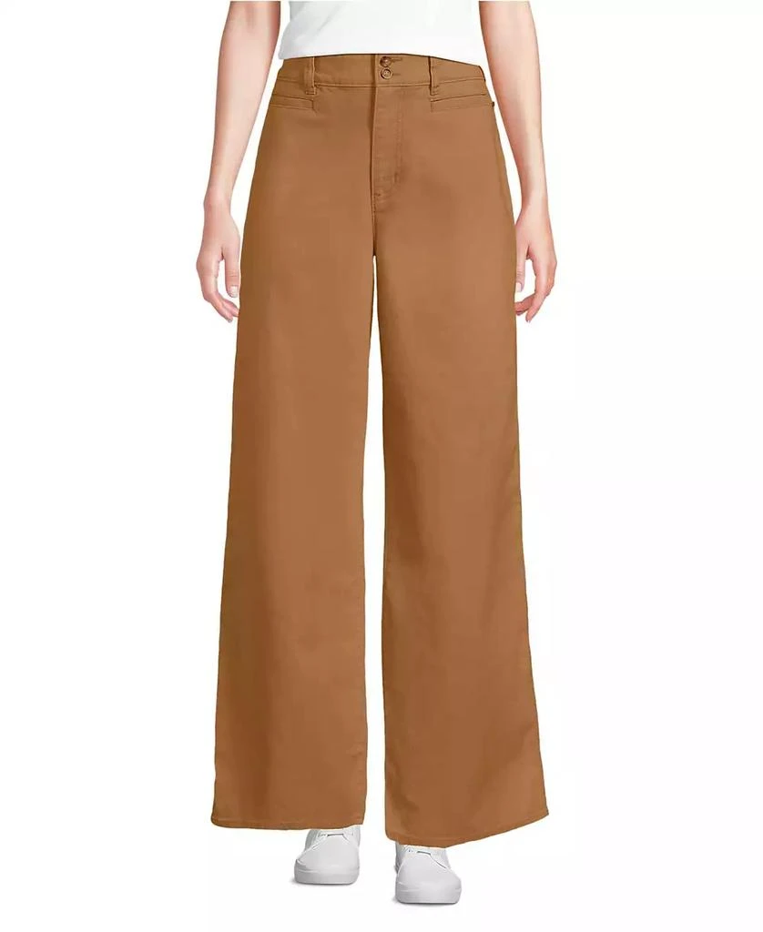 Lands
 End Women
s Petite Stretch Canvas High Rise Wide Leg Pants