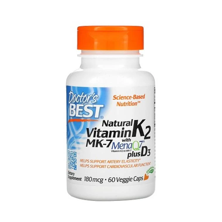 Doctors Best Vitamins Doctors Best Natural Vitamin K2 MK-7 with MenaQ7 plus 180 mcg Vitamin D3 Capsules,60 Ea 1