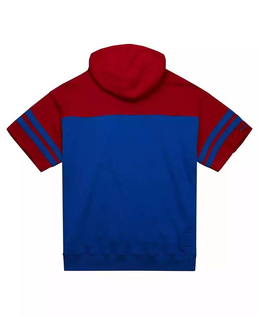 Mitchell & Ness Men's Royal New York Giants Off Field vintage-like Logo Short Sleeve Pullover Hoodie 3