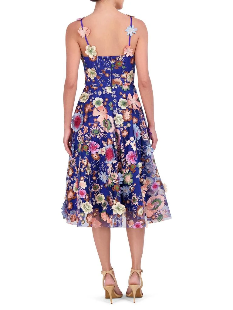 Eliza J Women's Floral-Embroidered Midi Dress - Cobalt - Size 14