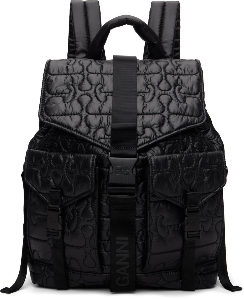 Ganni Black Tech Backpack - Backpacks - BeyondStyle