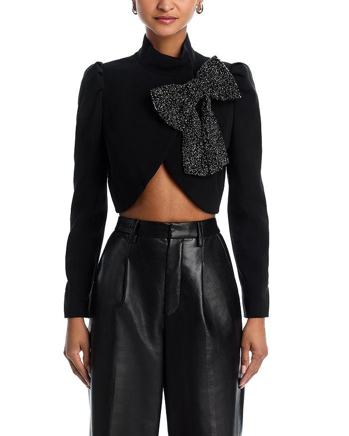 Alice + Olivia Addison Embellished Bow Crop Jacket 7
