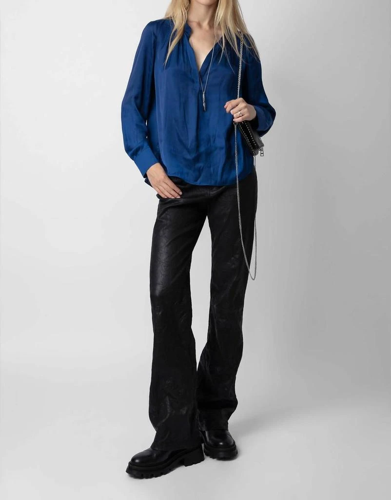 Zadig & Voltaire Tink Satin Shirt In Bleu Roi 1