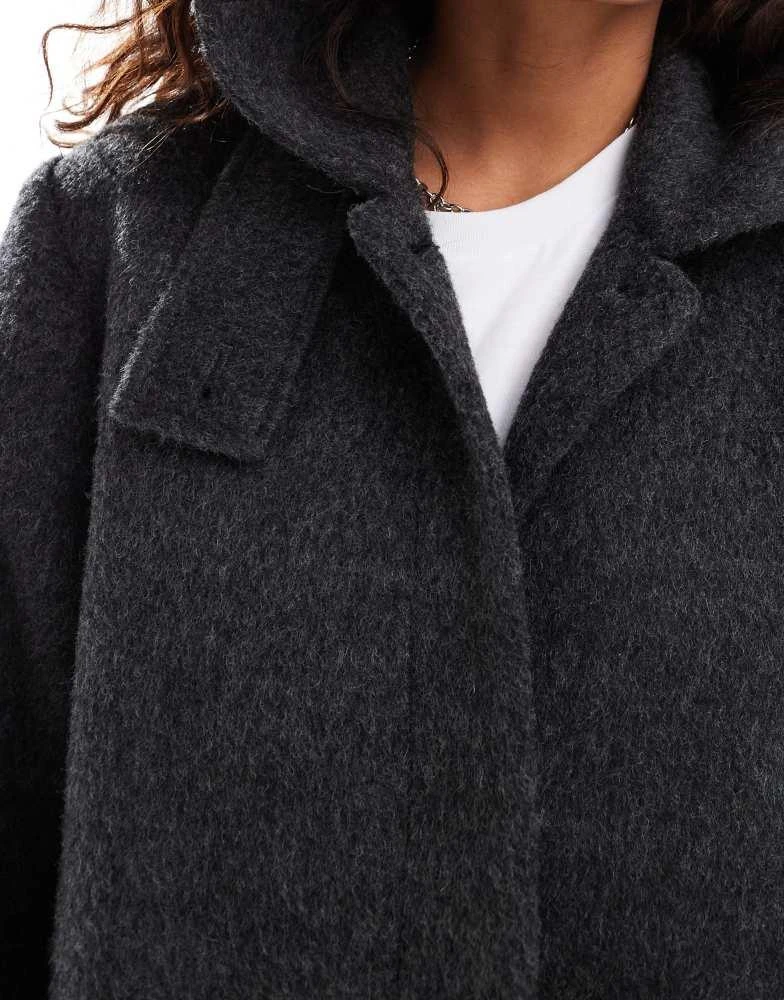Weekday Weekday Gate wool blend car coat in dark grey 4