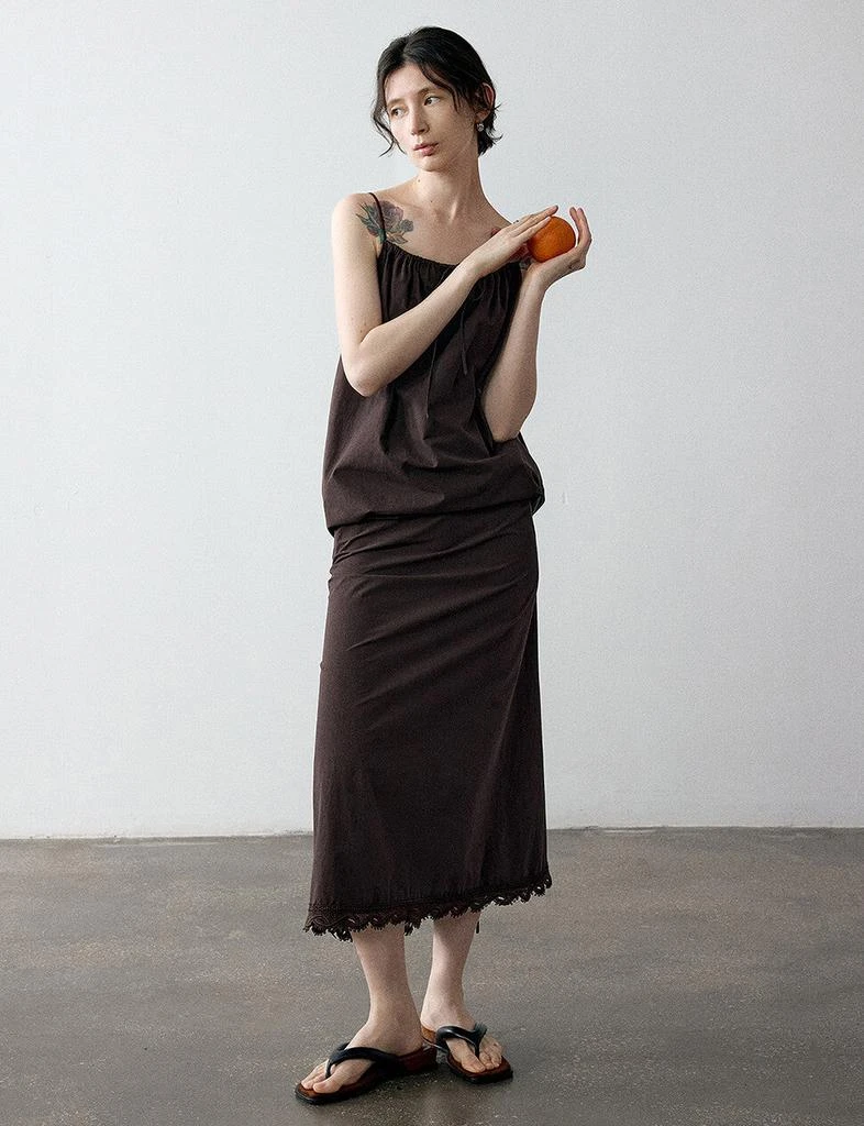 Pixie Market Lace Hem Dress in Chocolate 5
