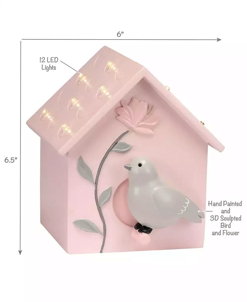 Lambs 
Ivy Petals Pink/Gray Birdhouse Table Top Night Light LED Lamp 10