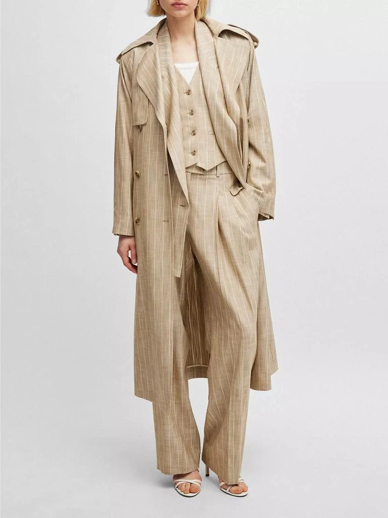 BOSS Double-Breasted Trench Coat in Pinstripe Material 3
