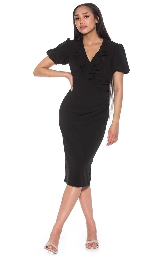 ALEXIA ADMOR Ruffle Collar Puff Sleeve Polka Dot Midi Dress 3